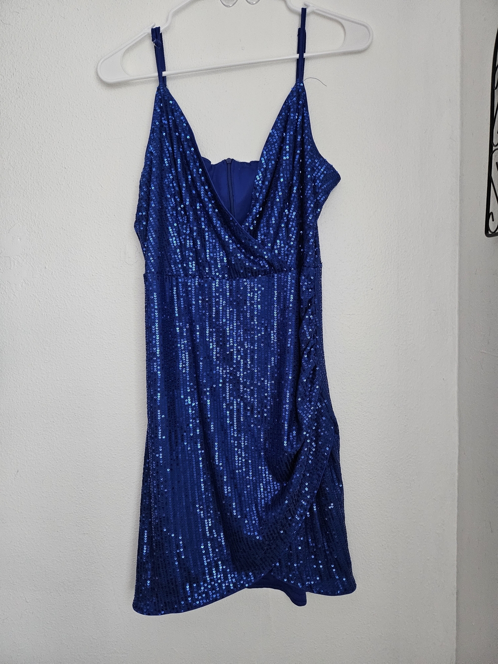 Royal Blue Sequin Mini Dress with Spaghetti Straps